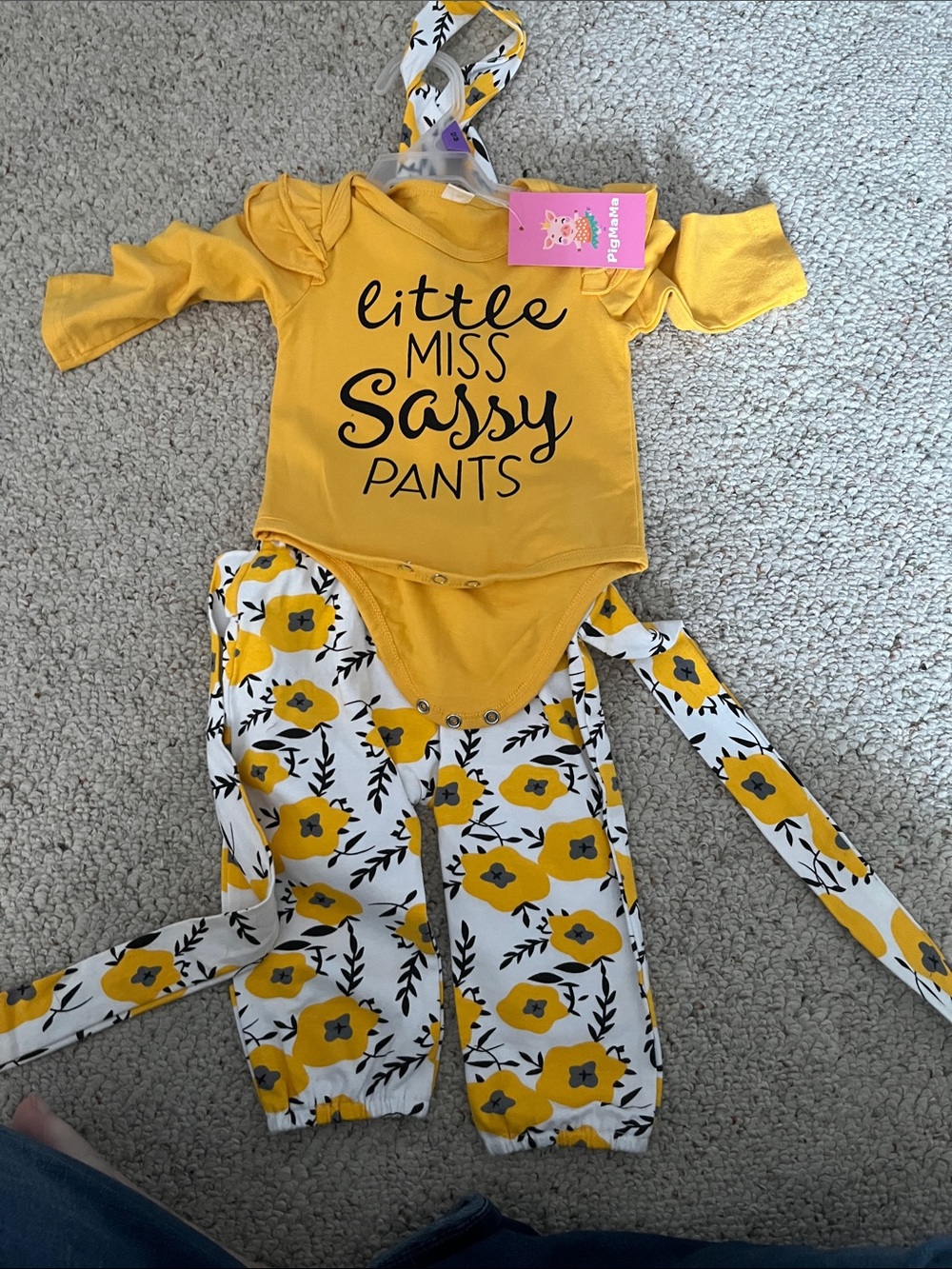 Little Miss Sassy Pants Yellow Floral Kids Set
